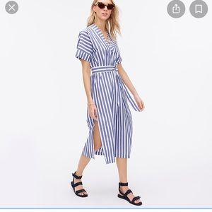 J Crew poplin maxi dress blue awning stripe NWT